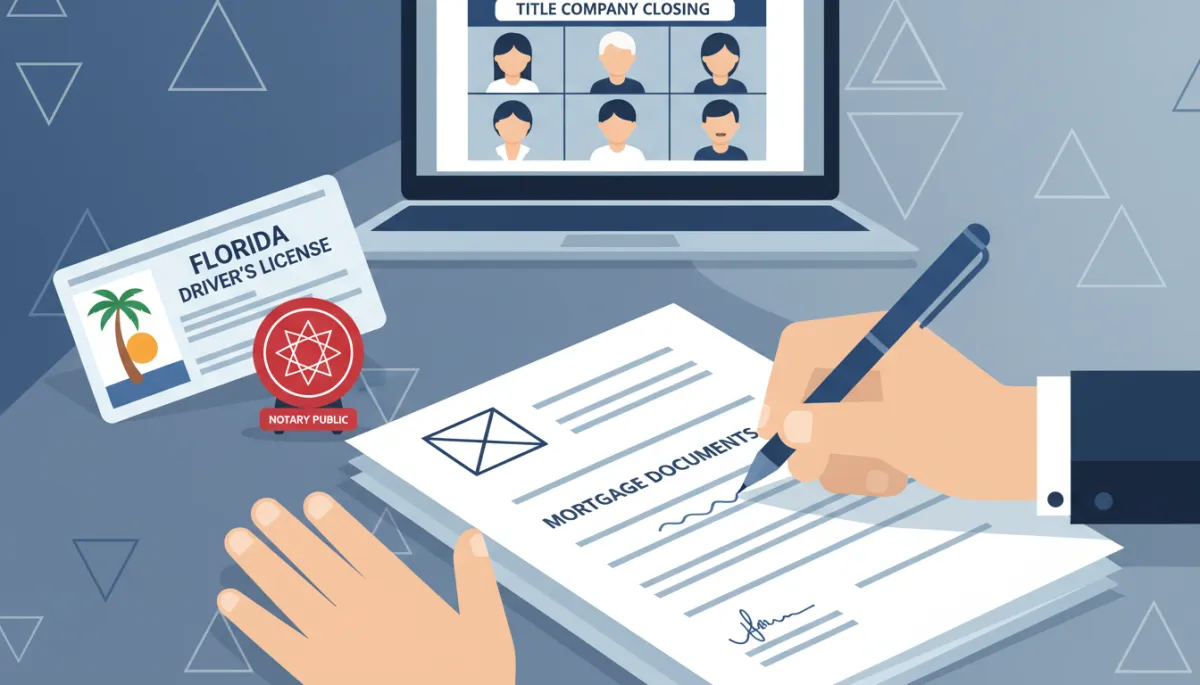 Close-up of mortgage documents being signed and notarized in Florida