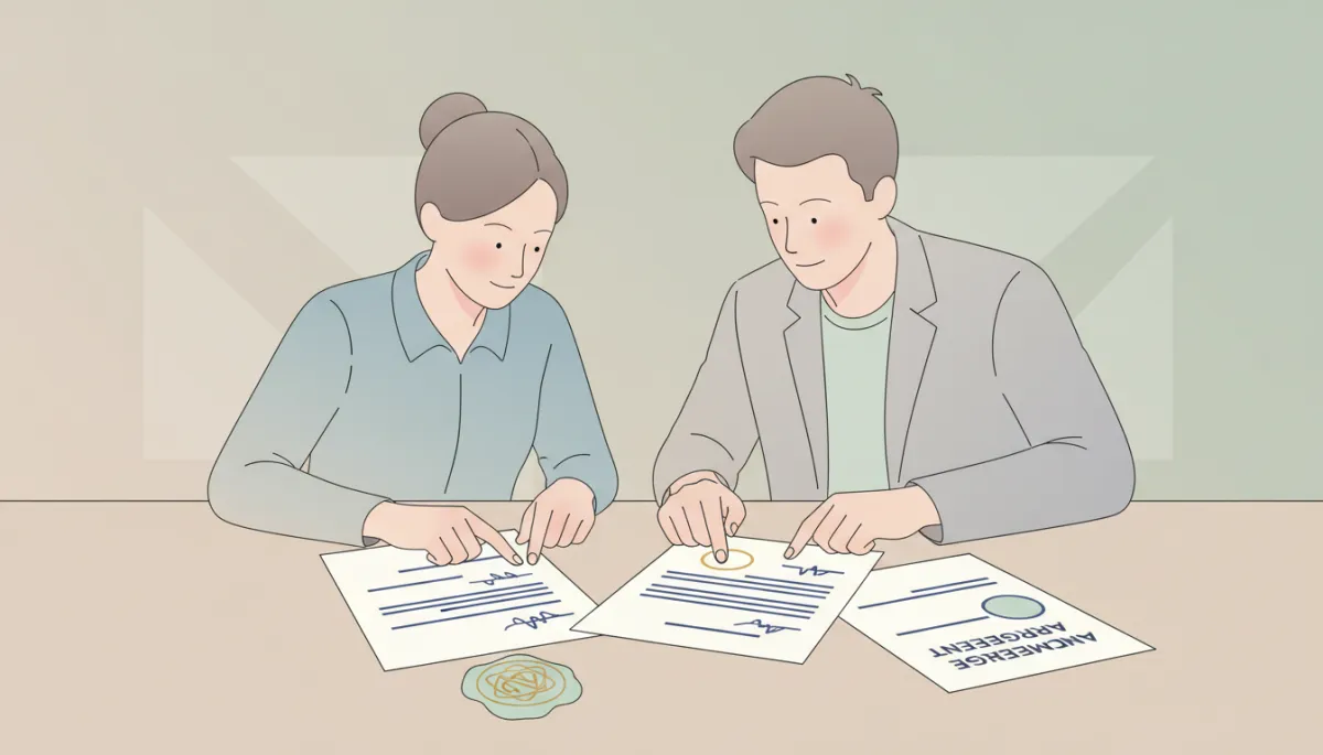 Notary and investor reviewing deed and mortgage documents for accuracy before notarization