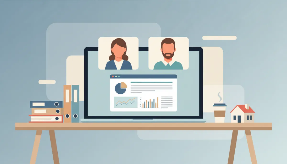 Real estate professional and client reviewing remote closing documents together