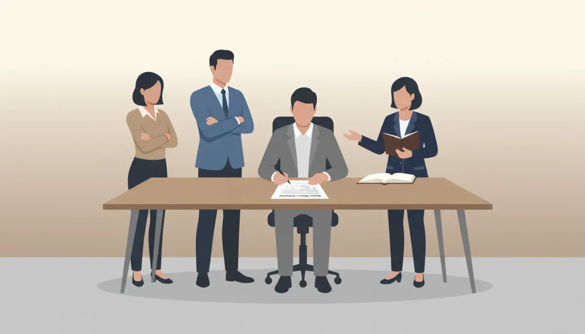 Witnesses and notary observing a client sign a revocable living trust