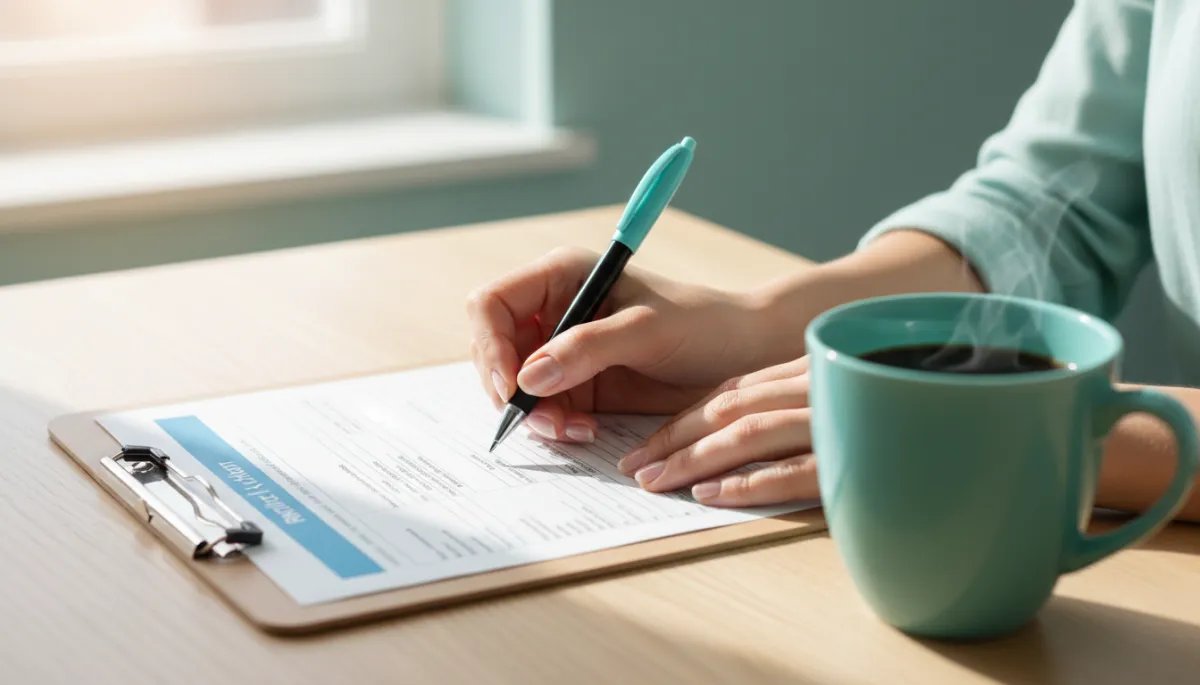 Person filling out a rental housing application form