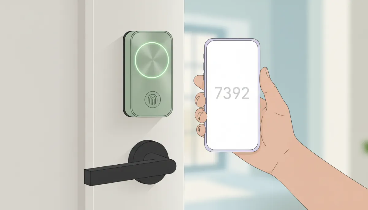 Smart lock on a rental property door controlled by a smartphone Smart lock on a rental property door controlled by a smartphone