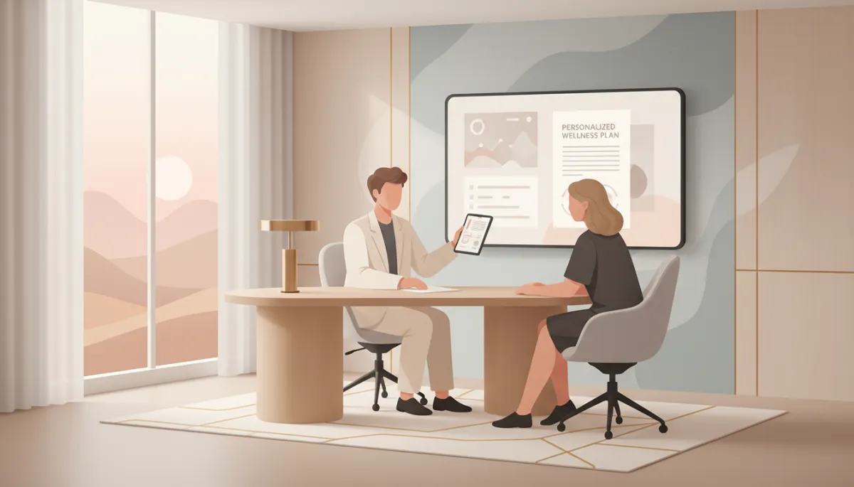 Physician reviewing personalized peptide and metabolic treatment plan with a client