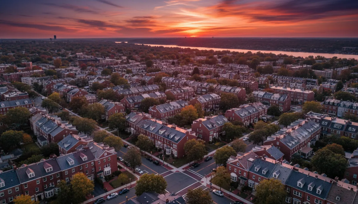 Aerial view of a residential neighborhood in Greater Boston