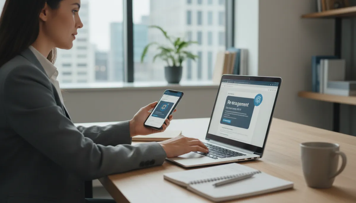 Professional responding to re-engaged lead after AI follow up notification in modern office