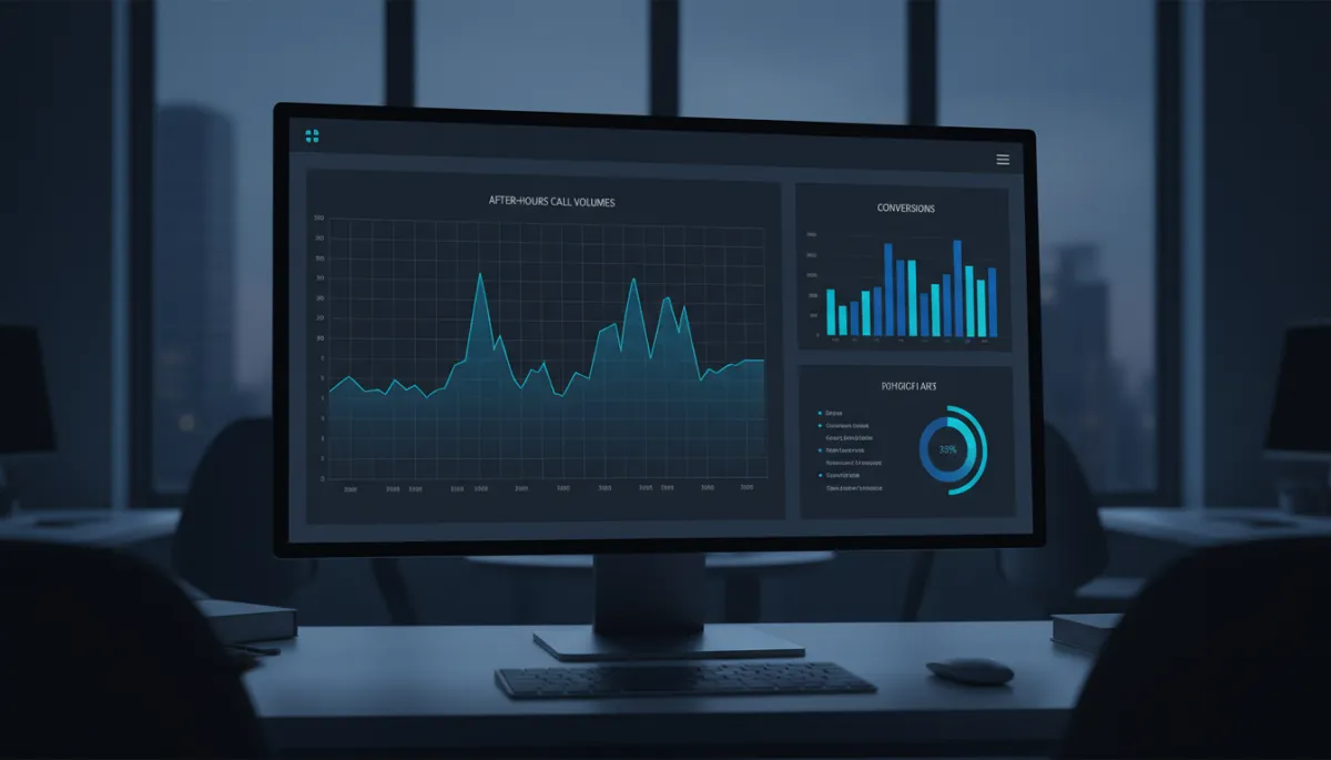Analytics dashboard tracking AI-handled after-hours calls and conversions