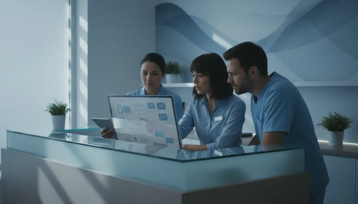 Front desk team collaborating with AI-generated after-hours call summaries