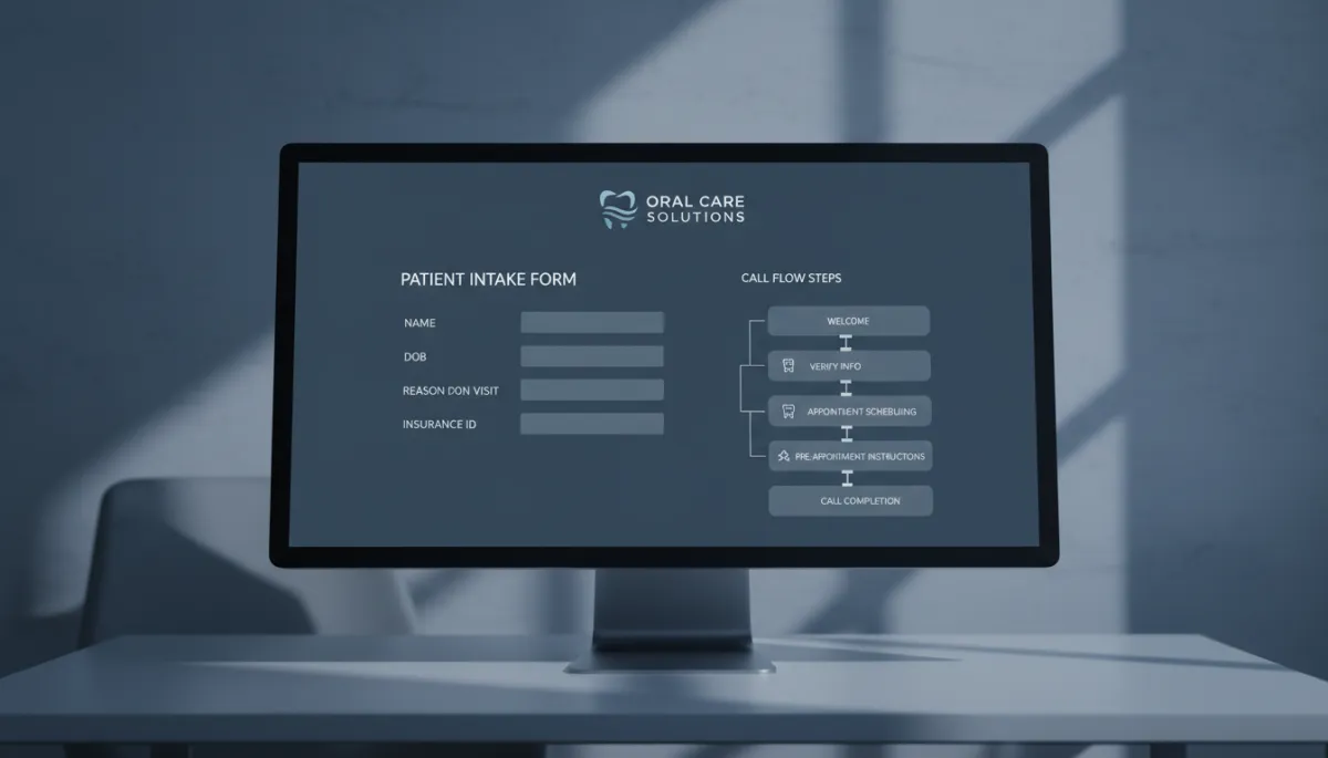 AI reception dashboard displaying a standardized patient intake workflow for dental groups