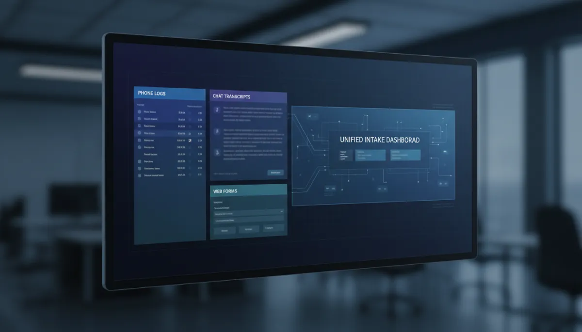 Multiple client inquiry channels consolidated into a unified intake dashboard Multiple client inquiry channels consolidated into a unified intake dashboard