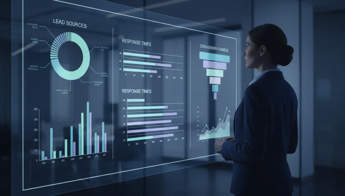 Med spa manager reviewing lead and response analytics dashboard