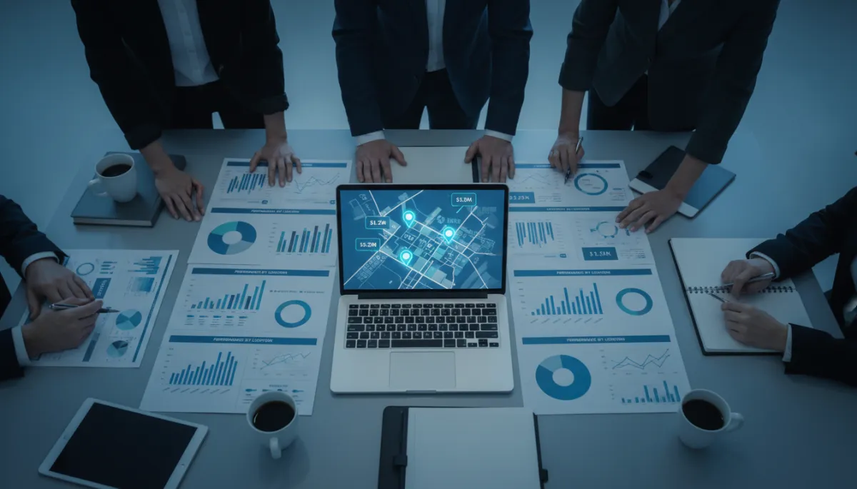 Med spa executives reviewing multi-location revenue dashboards