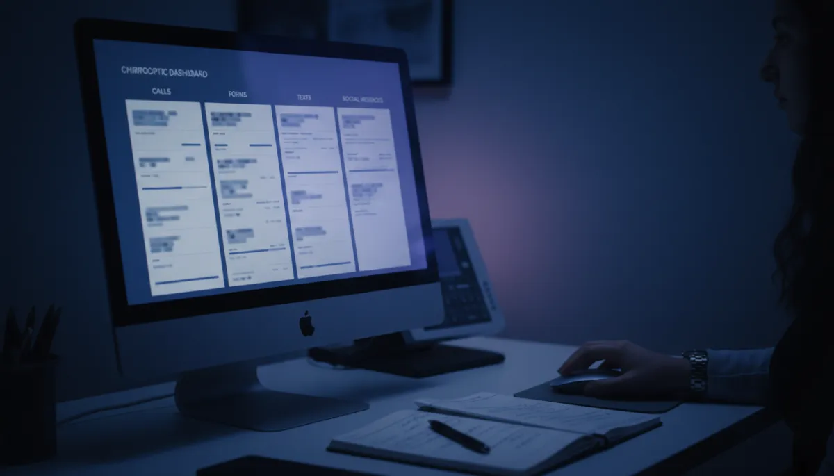 Unified chiropractic intake dashboard consolidating patient inquiries from multiple channels