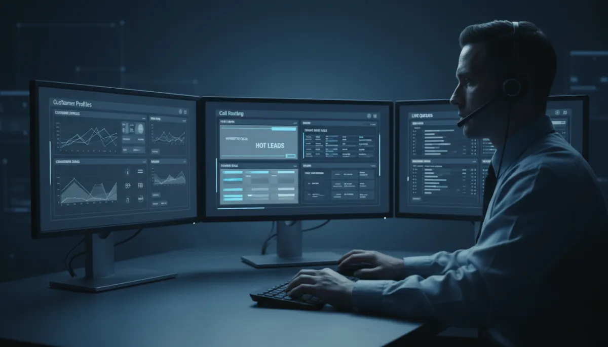 Dispatcher using AI call routing dashboard to manage leads