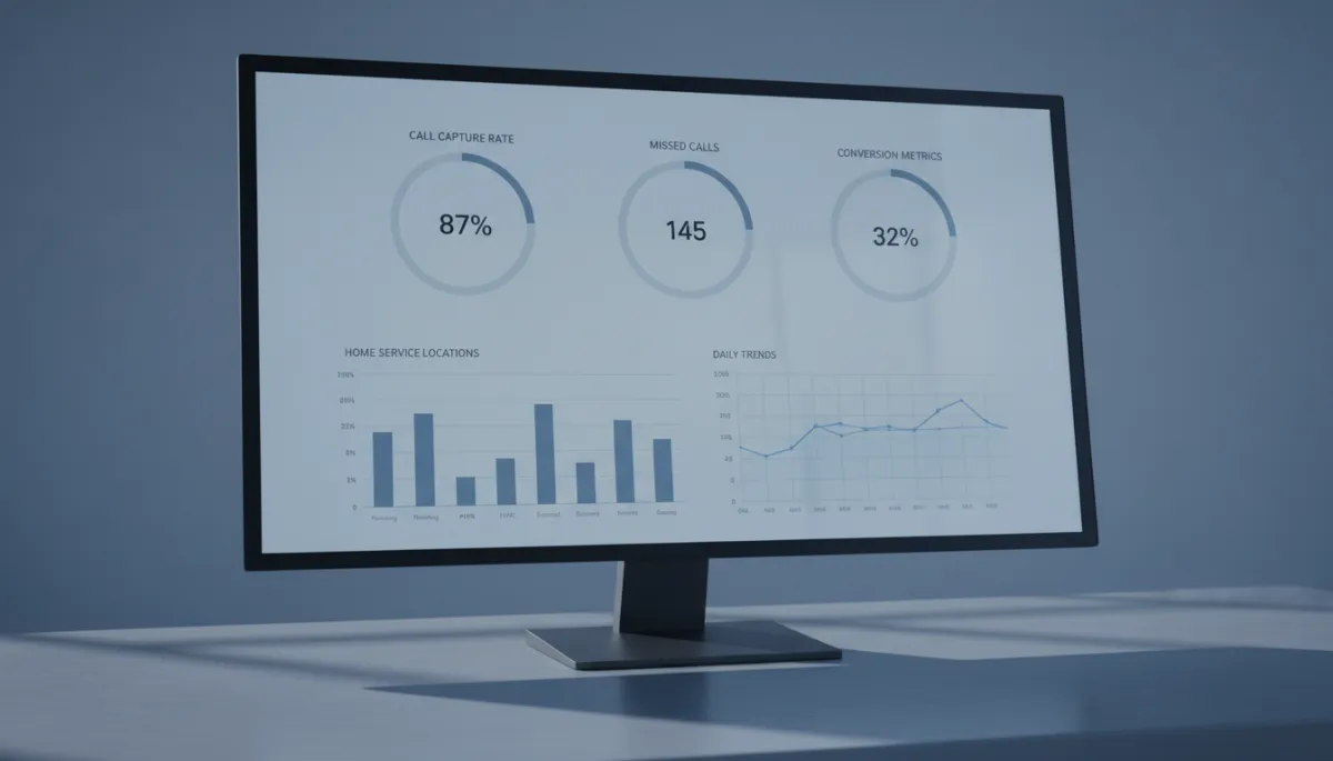Dashboard displaying call capture metrics for multi-location home service operations
