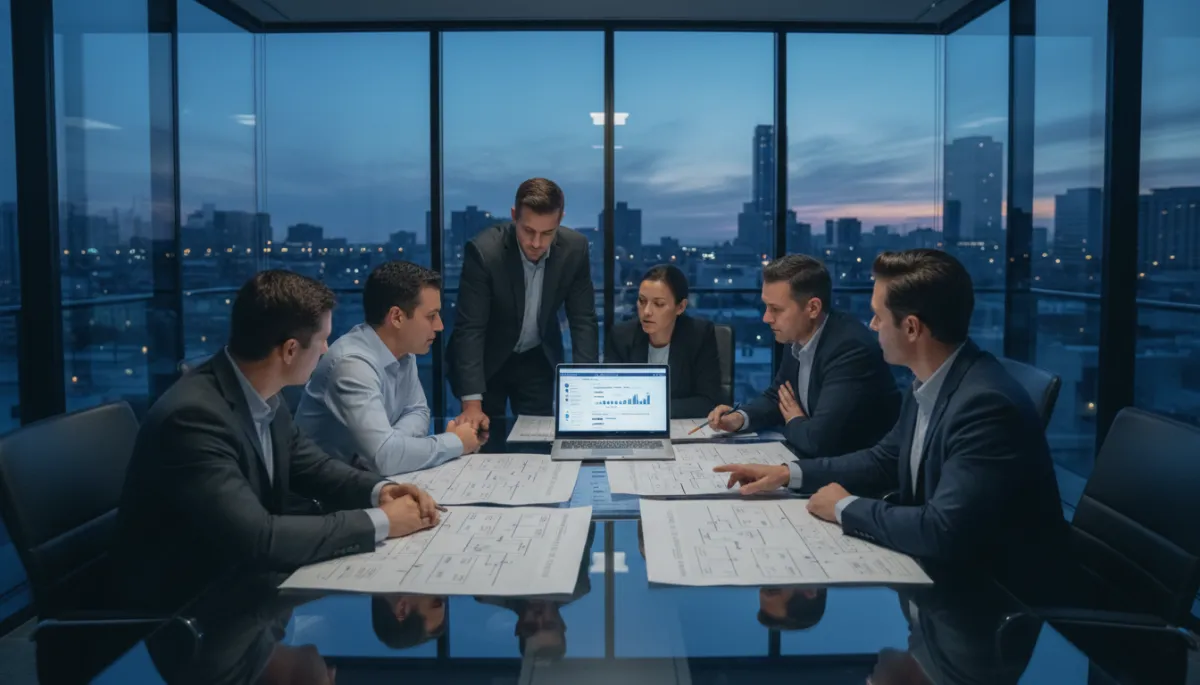 Leadership and agency team planning AI reception call flows