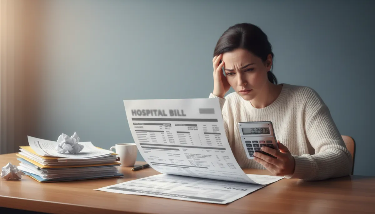 Person reviewing hospital bill