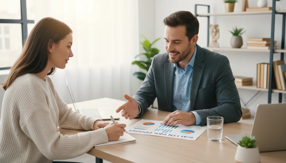 Advisor reviewing health plan options with client