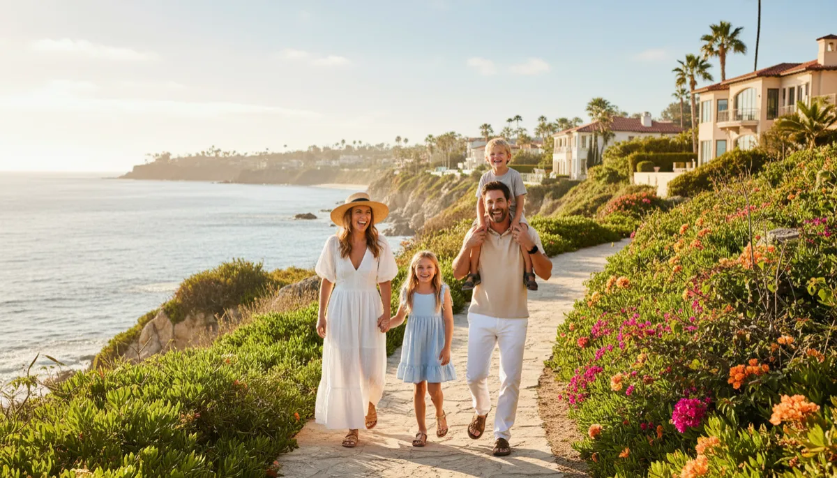 Family enjoying coastal walk