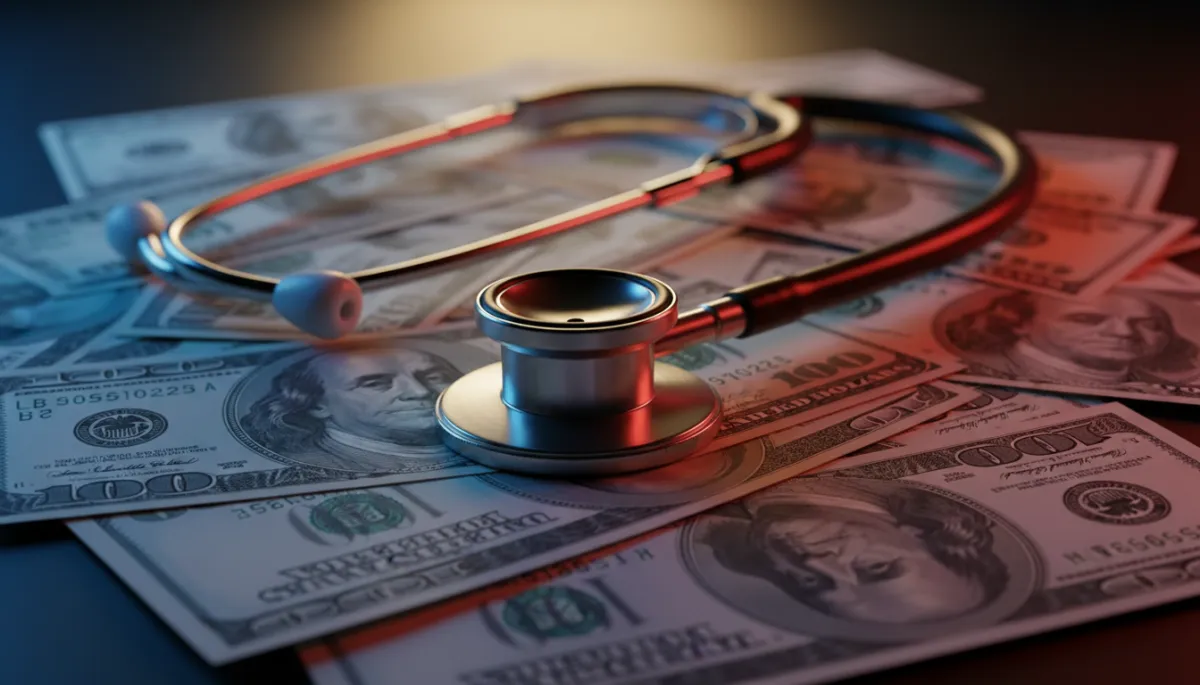 stethoscope resting on money