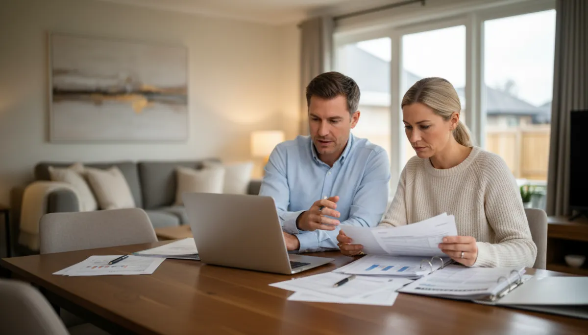 couple reviewing insurance paperwork