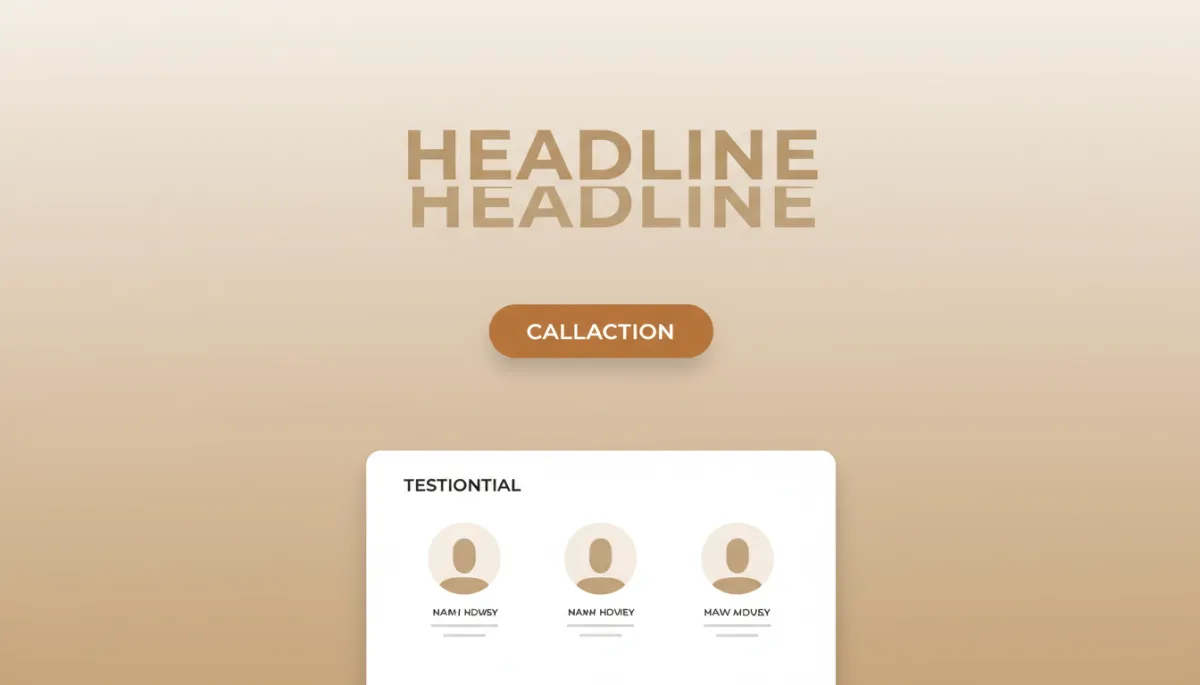 Clean GoHighLevel landing page layout emphasizing headline and call-to-action in warm neutral tones