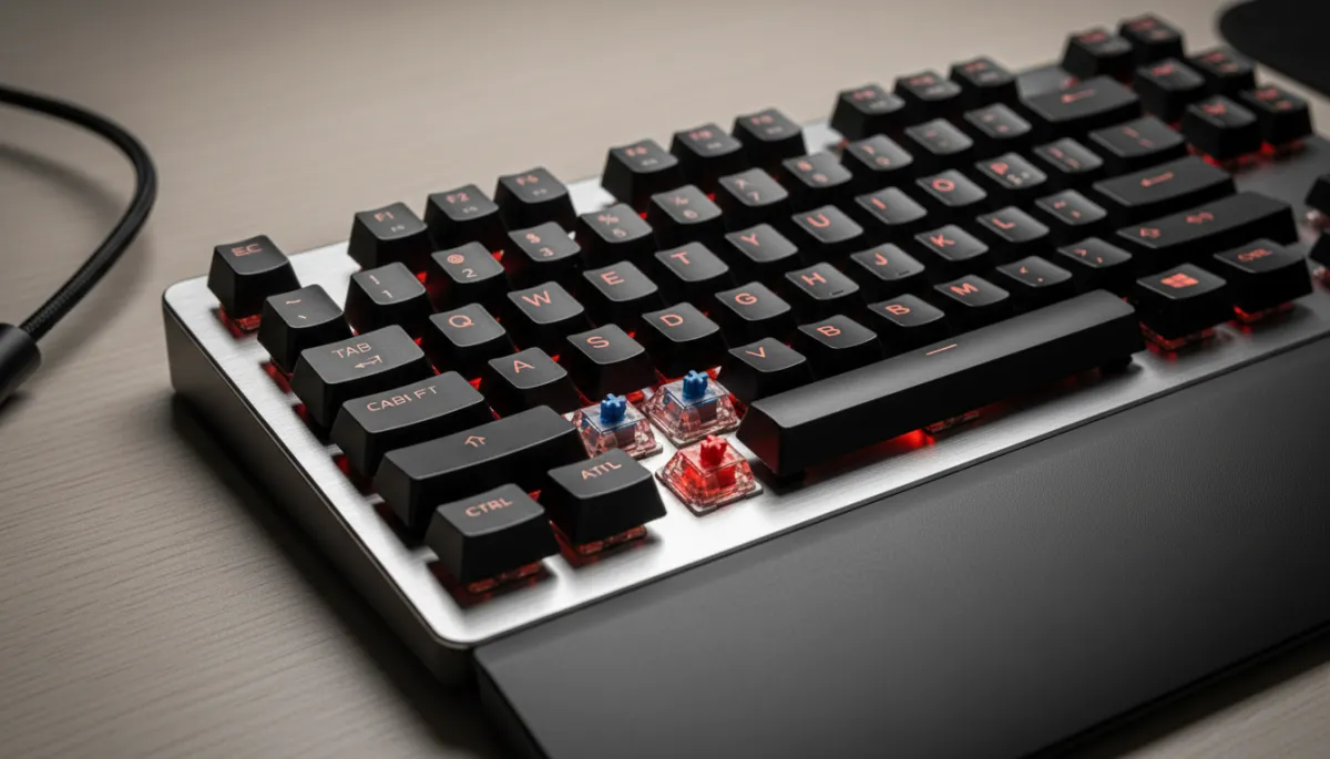 Detailansicht einer Redragon Gaming Tastatur mit sichtbaren mechanischen Schaltern
