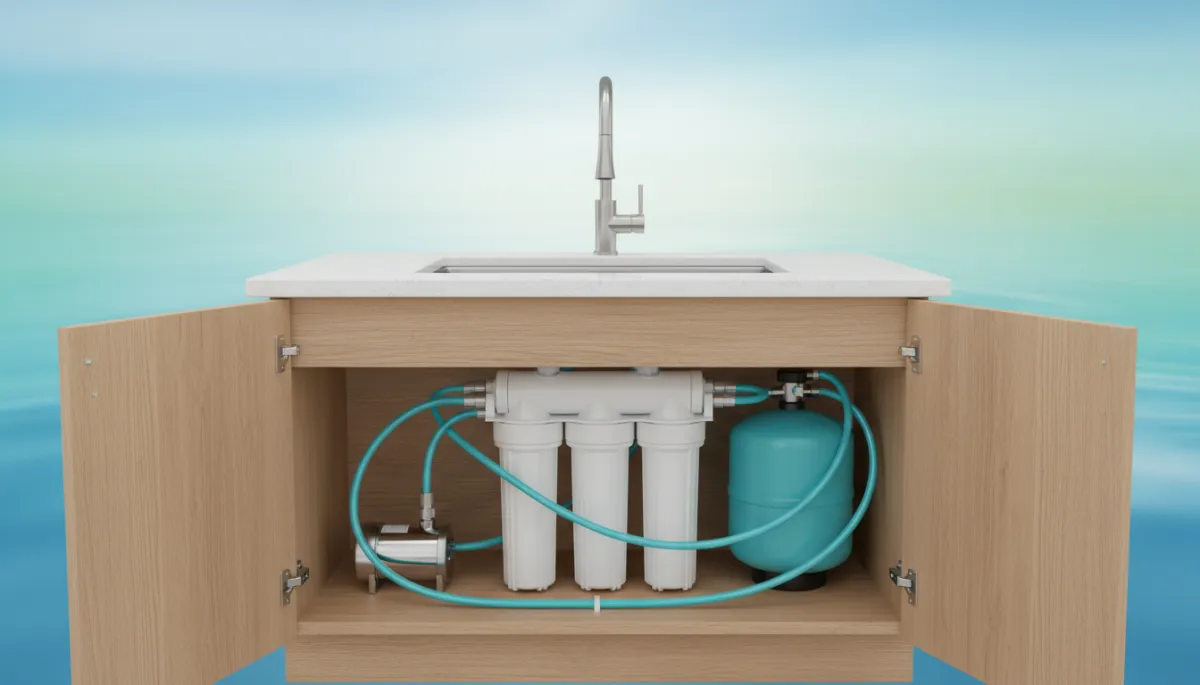 Under-sink reverse osmosis system installed in a Cape Coral kitchen