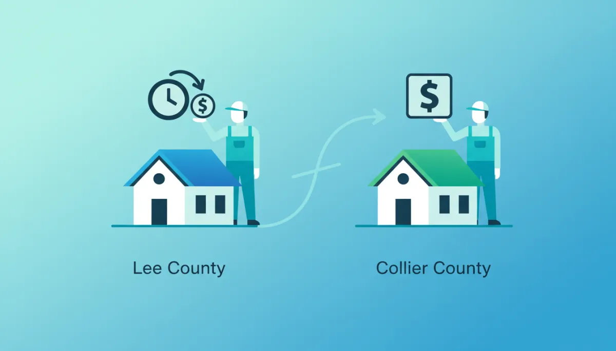Illustration comparing typical hourly plumbing rates in Lee and Collier Counties Illustration comparing typical hourly plumbing rates in Lee and Collier Counties
