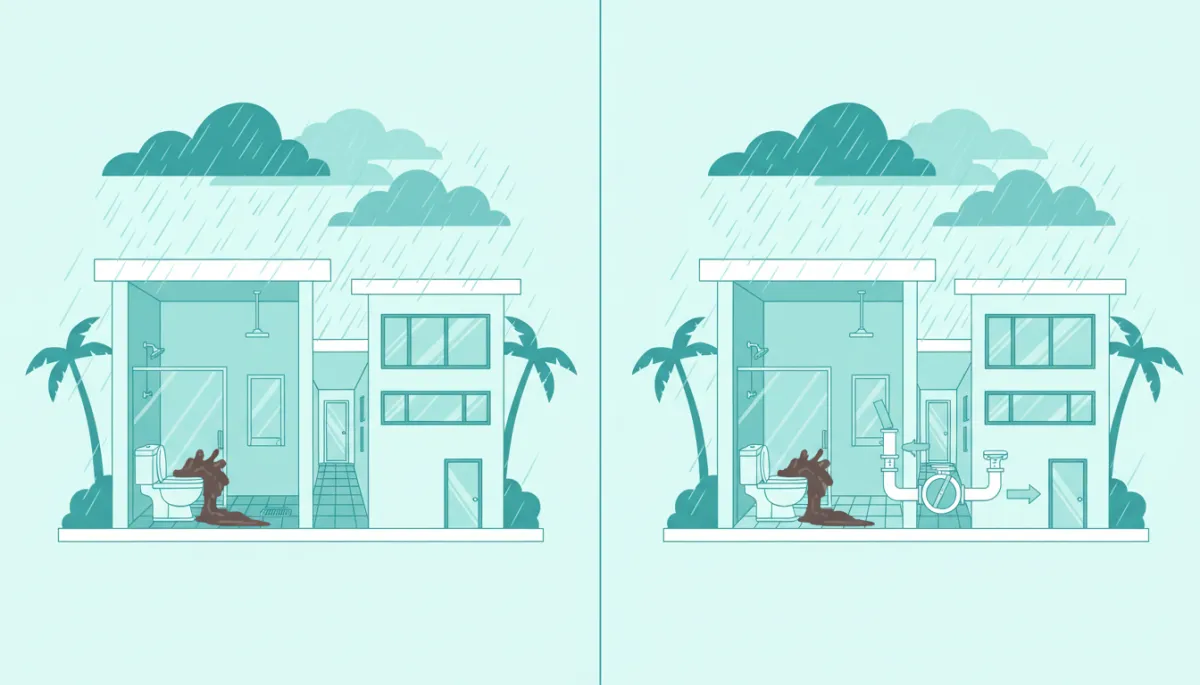 Comparison of homes with and without a backwater valve during heavy rain
