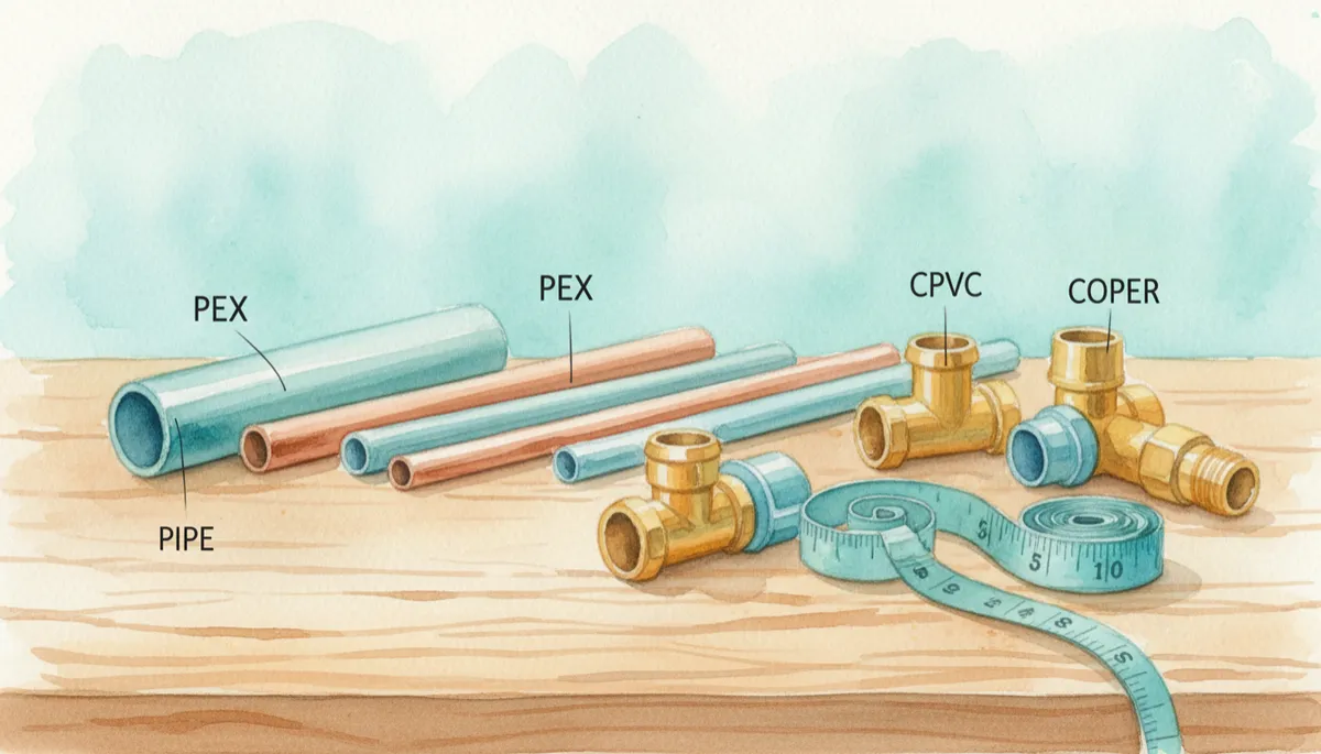 Different modern plumbing pipe options including PEX, copper, and CPVC Different modern plumbing pipe options including PEX, copper, and CPVC