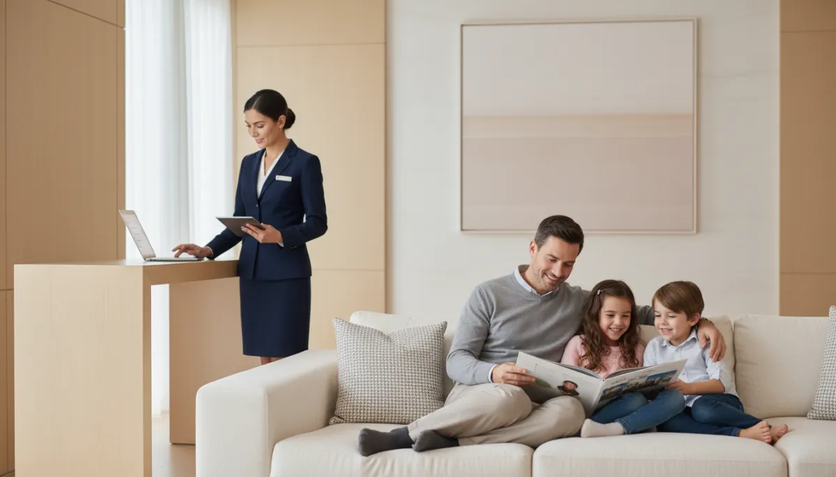 Executive enjoying time with family while concierge handles tasks Executive enjoying time with family while concierge handles tasks