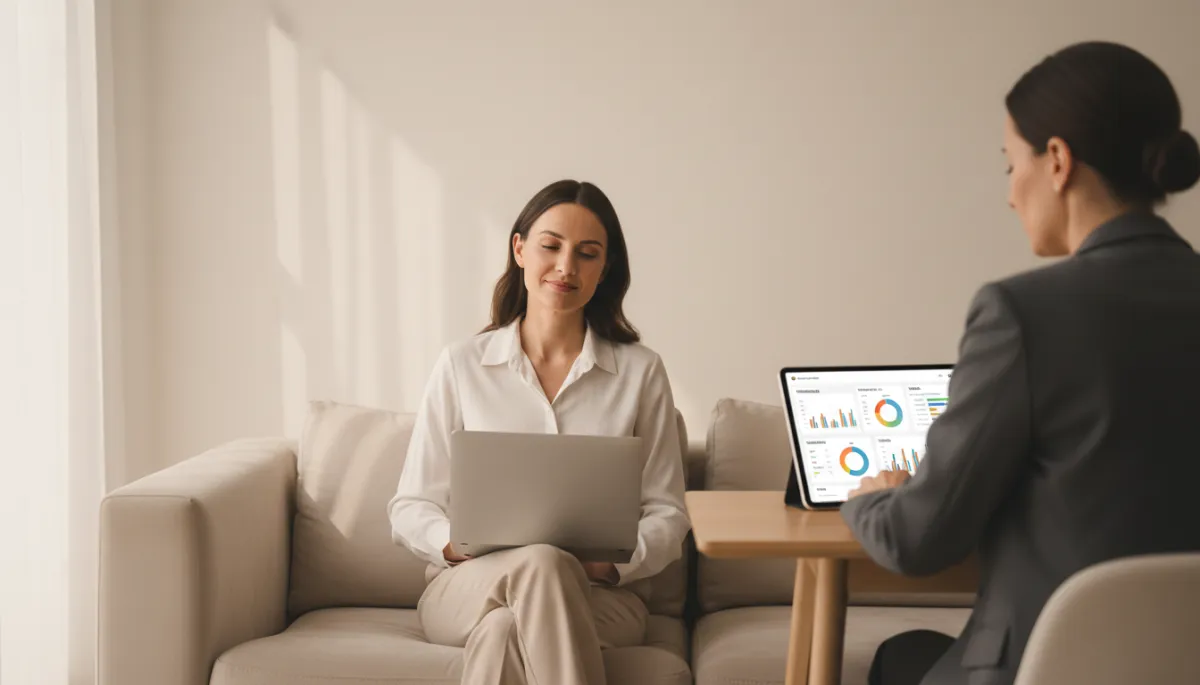 Client relaxing while a professional manages their schedules and logistics