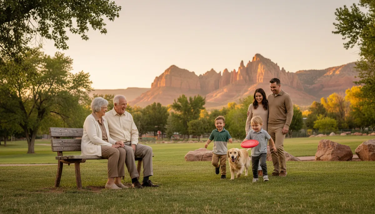 Grandparents and children enjoying a park in Cedar City Utah Grandparents and children enjoying a park in Cedar City Utah
