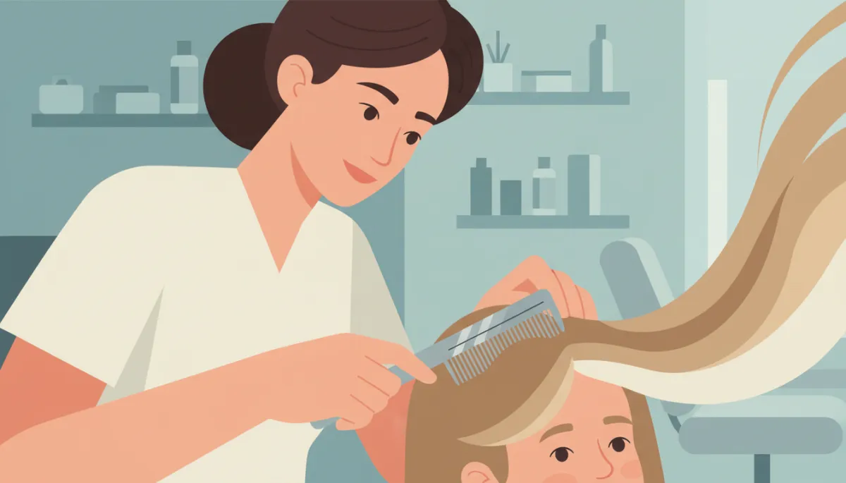 Lice expert using a fine comb to remove head lice Lice expert using a fine comb to remove head lice