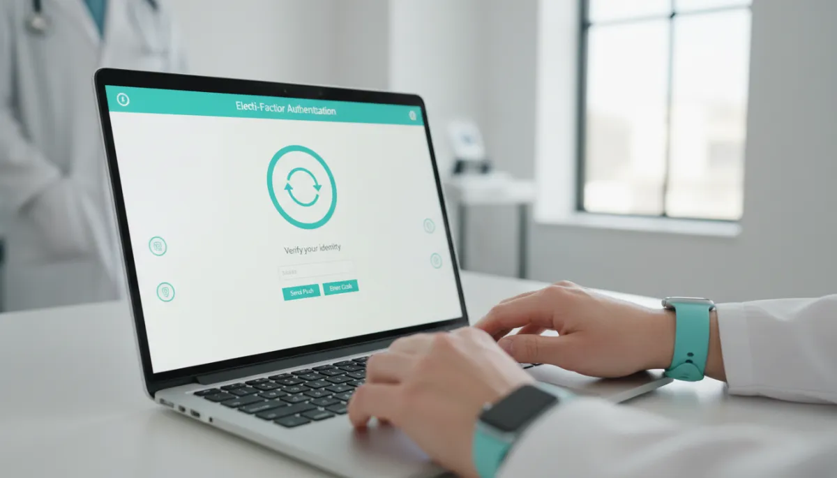 Clinician using multi-factor authentication to securely access patient records