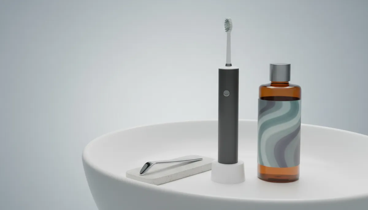 Kit de higiene bucal con cepillo, limpiador de lengua y enjuague
