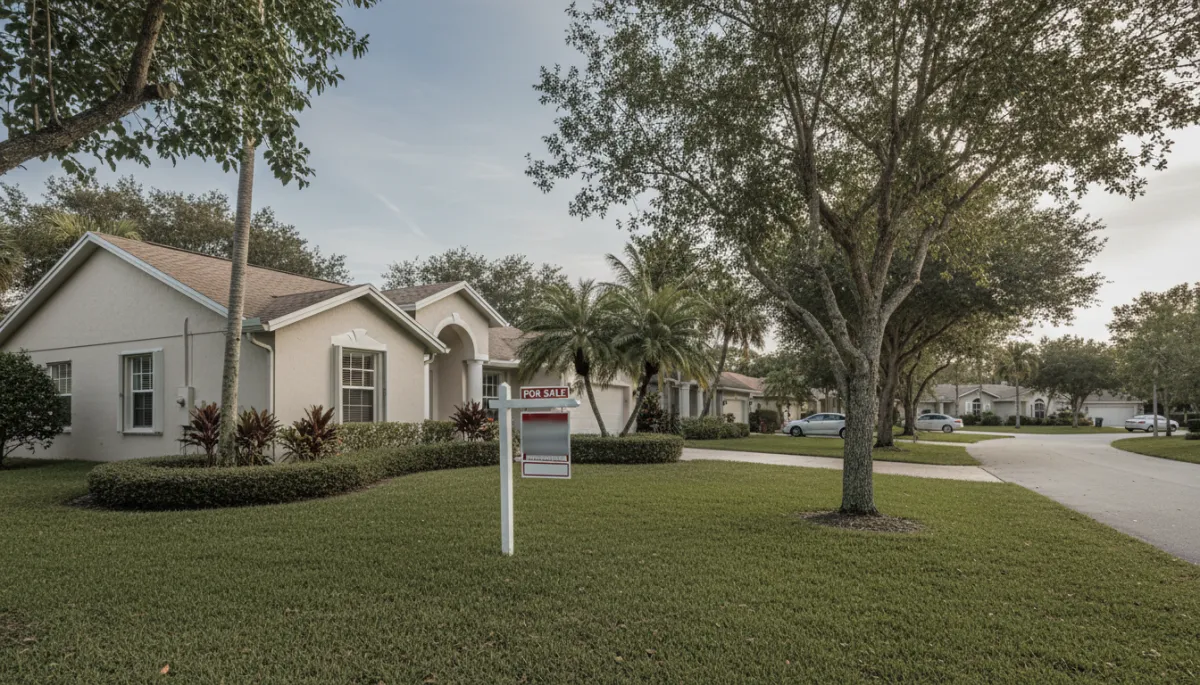 Single-family home with a For Sale sign in a quiet Palmetto Bay neighborhood