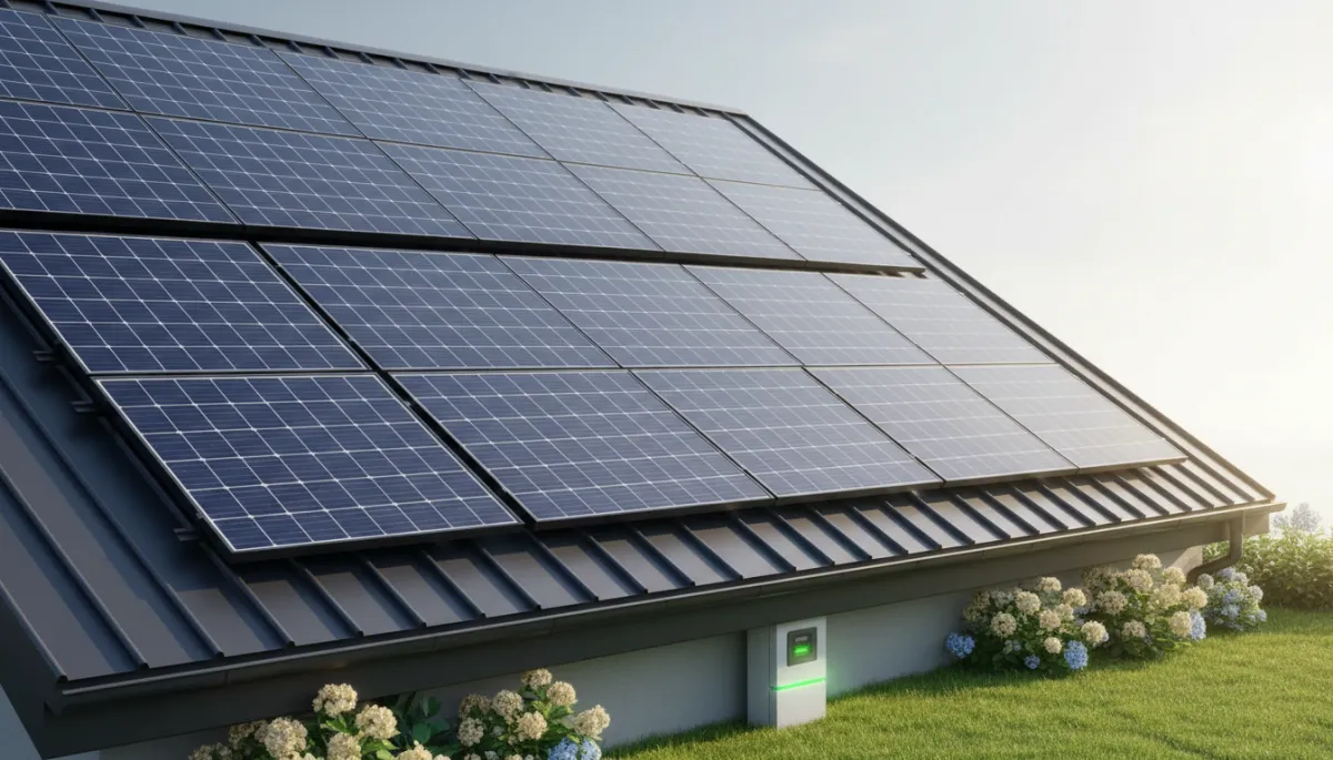 A realistic aerial photograph showing a modern suburban home and a small business building, both equipped with high-quality solar panels on their rooftops. The scene is bathed in clear daylight, with a professional Solar King service van parked in the driveway. The image should evoke a sense of professionalism and energy efficiency, with neutral, true-to-life colors and sharp detail. A realistic aerial photograph showing a modern suburban home and a small business building, both equipped with high-quality solar panels on their rooftops. The scene is bathed in clear daylight, with a professional Solar King service van parked in the driveway. The image should evoke a sense of professionalism and energy efficiency, with neutral, true-to-life colors and sharp detail.