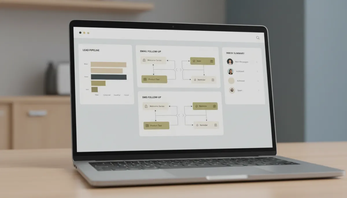 Automation dashboard showing follow-up sequences and organized inbox