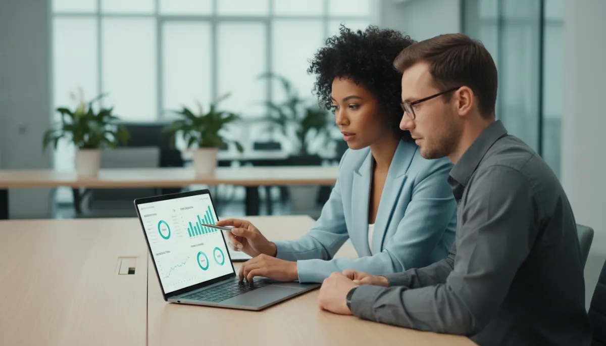 Business owner reviewing AI pilot results on a dashboard
