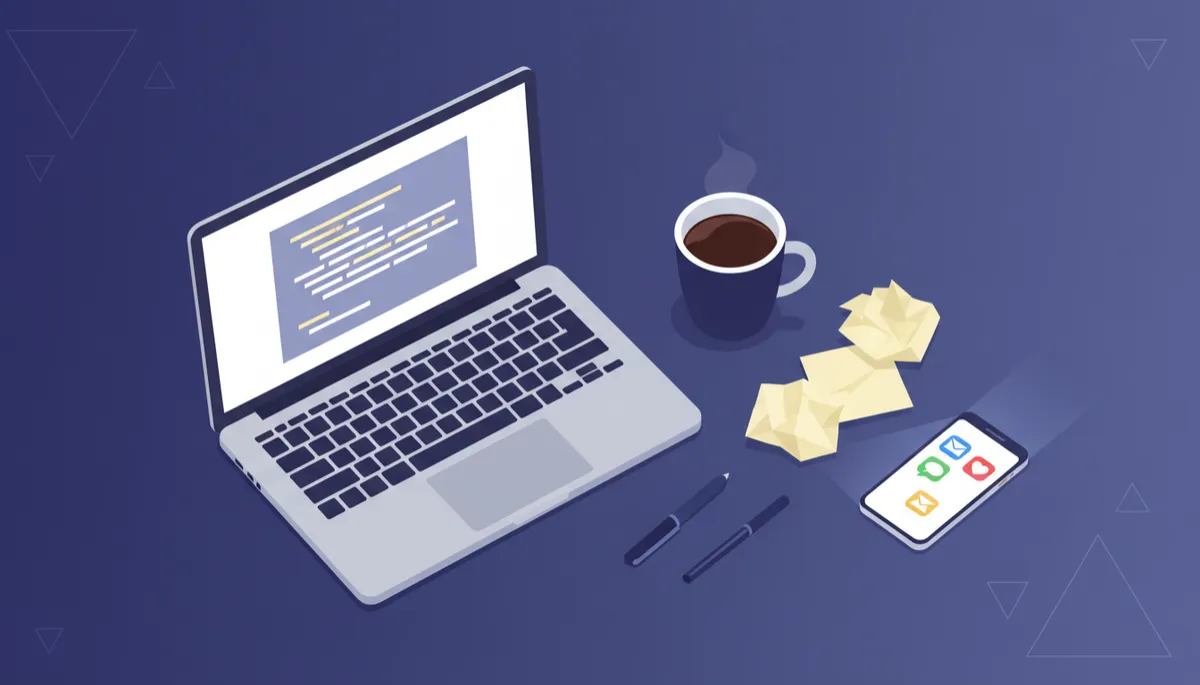 Late-night workspace with open laptop and notifications symbolizing ignored emotional signals Late-night workspace with open laptop and notifications symbolizing ignored emotional signals