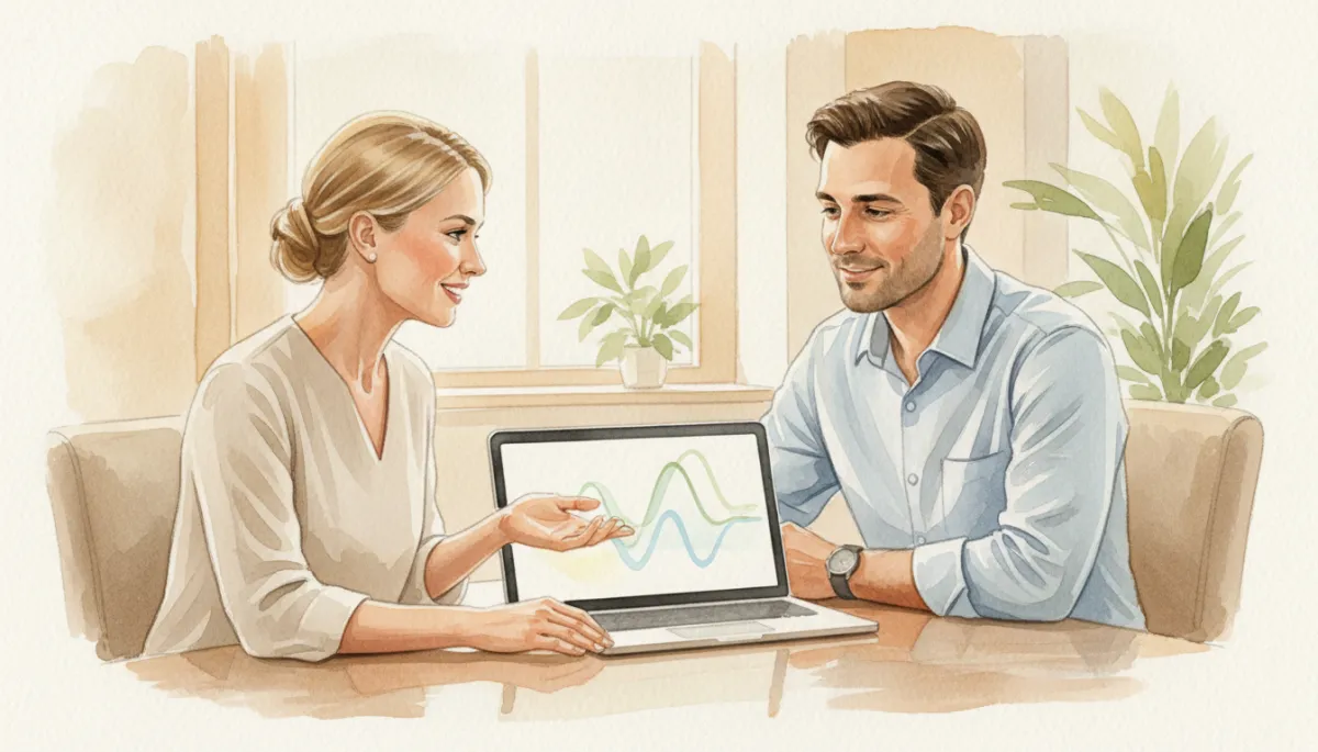 Clinician and client reviewing HRV data together Clinician and client reviewing HRV data together