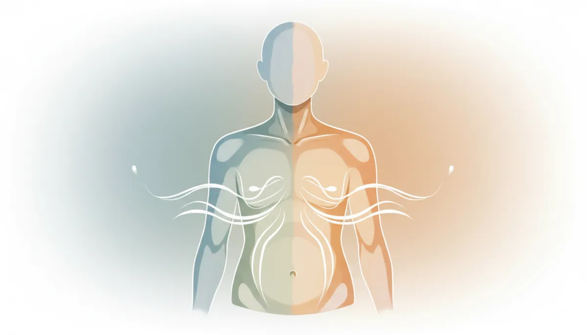 Editorial illustration of gentle breathing supporting the balance of the nervous system Editorial illustration of gentle breathing supporting the balance of the nervous system
