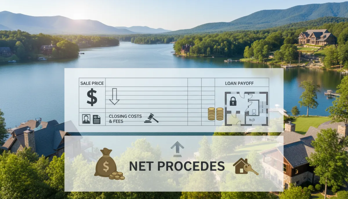 Settlement statement, calculator, and house keys on a neutral-toned table