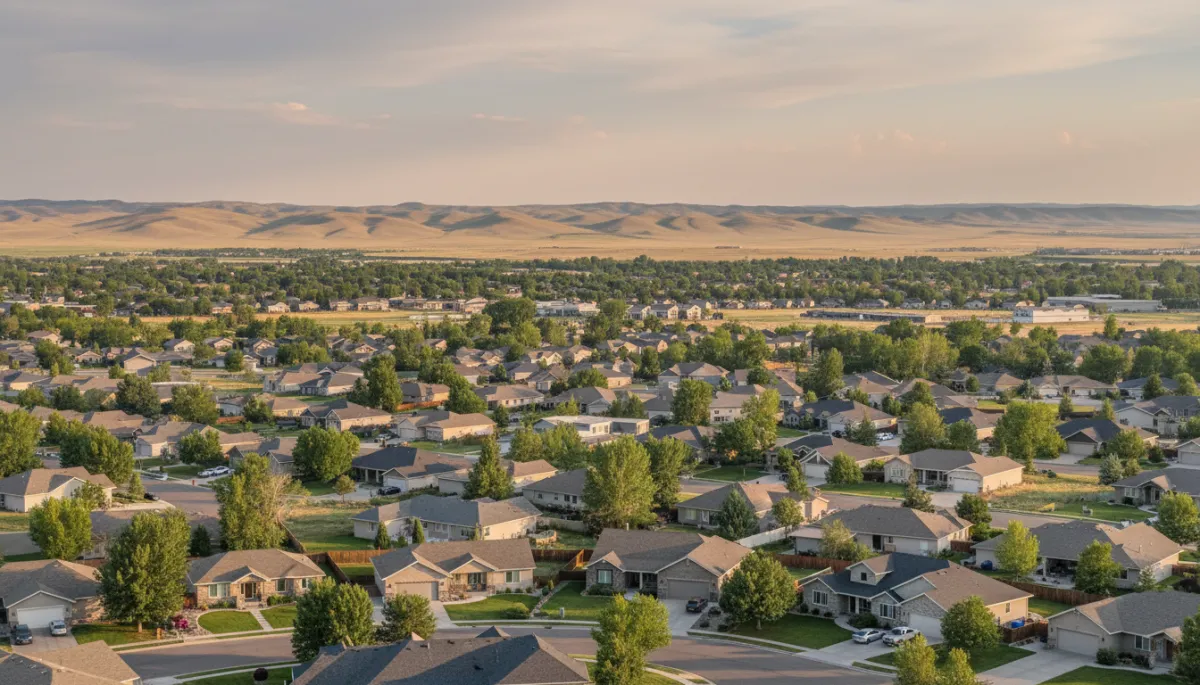 Treasure Valley neighborhood with homes and foothills in the distance