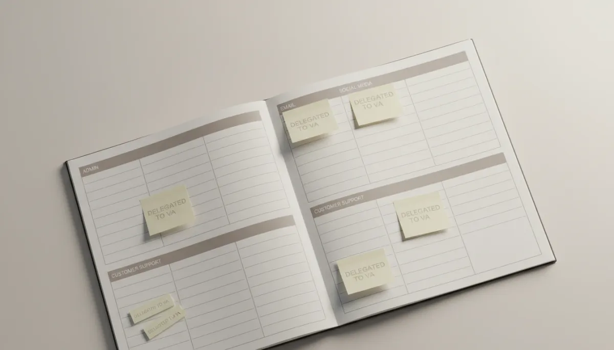 Weekly planner showing business tasks reassigned to a virtual assistant