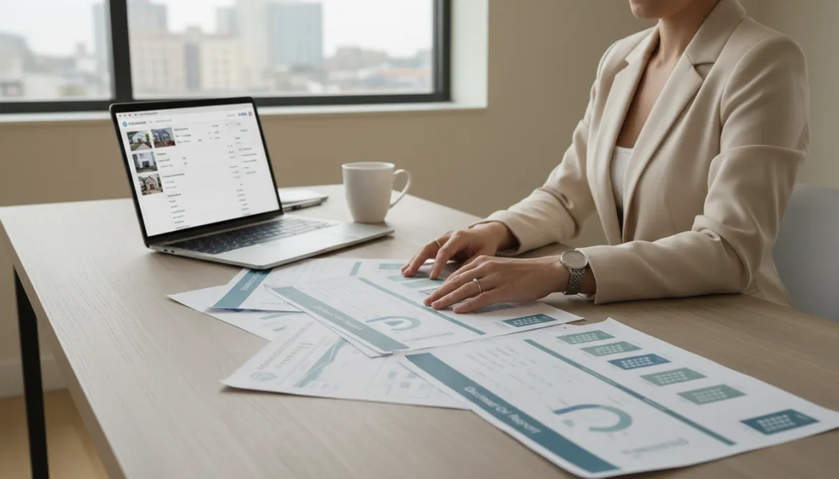 Real estate agent reviewing Cincinnati housing market data and listings