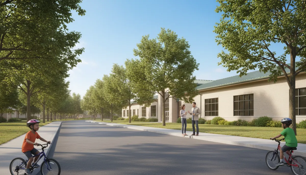 Tree-lined residential street in a North Shore suburb with families and nearby school Tree-lined residential street in a North Shore suburb with families and nearby school