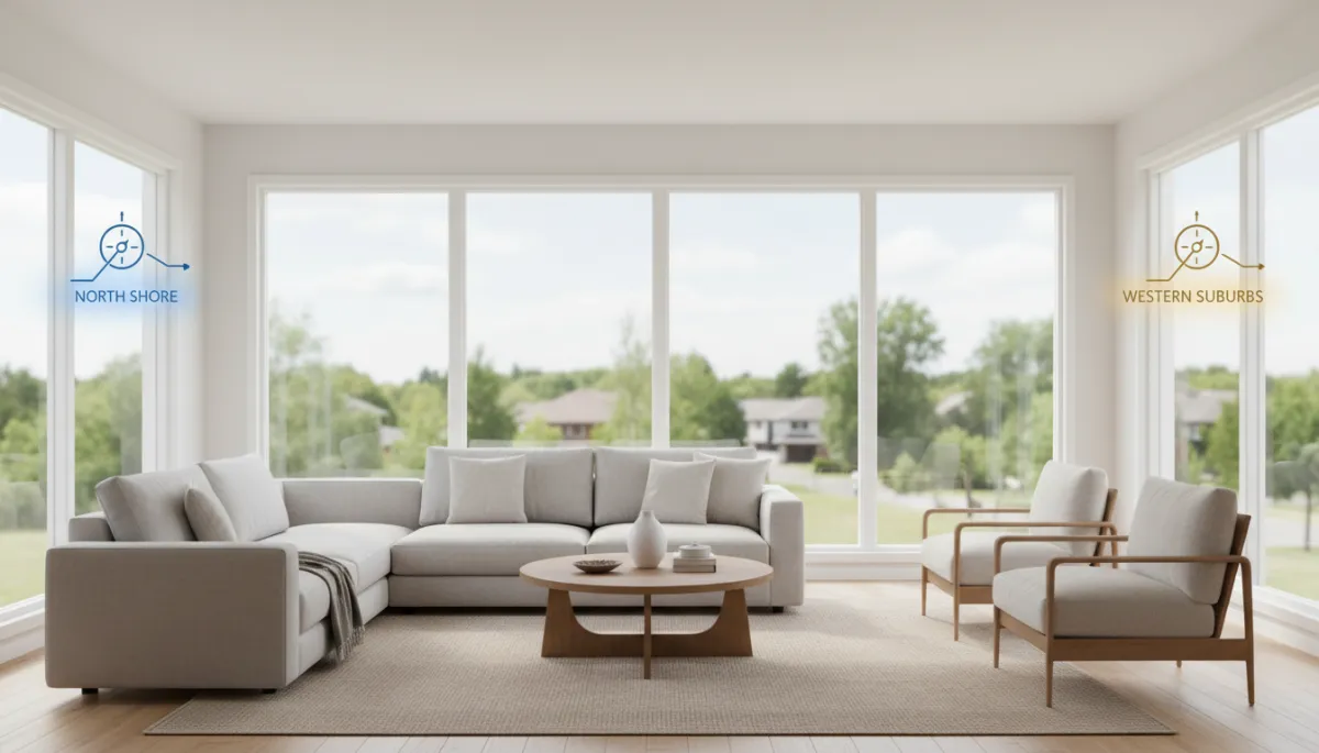 Staged living room representing homes in both North Shore and Western Suburbs Staged living room representing homes in both North Shore and Western Suburbs
