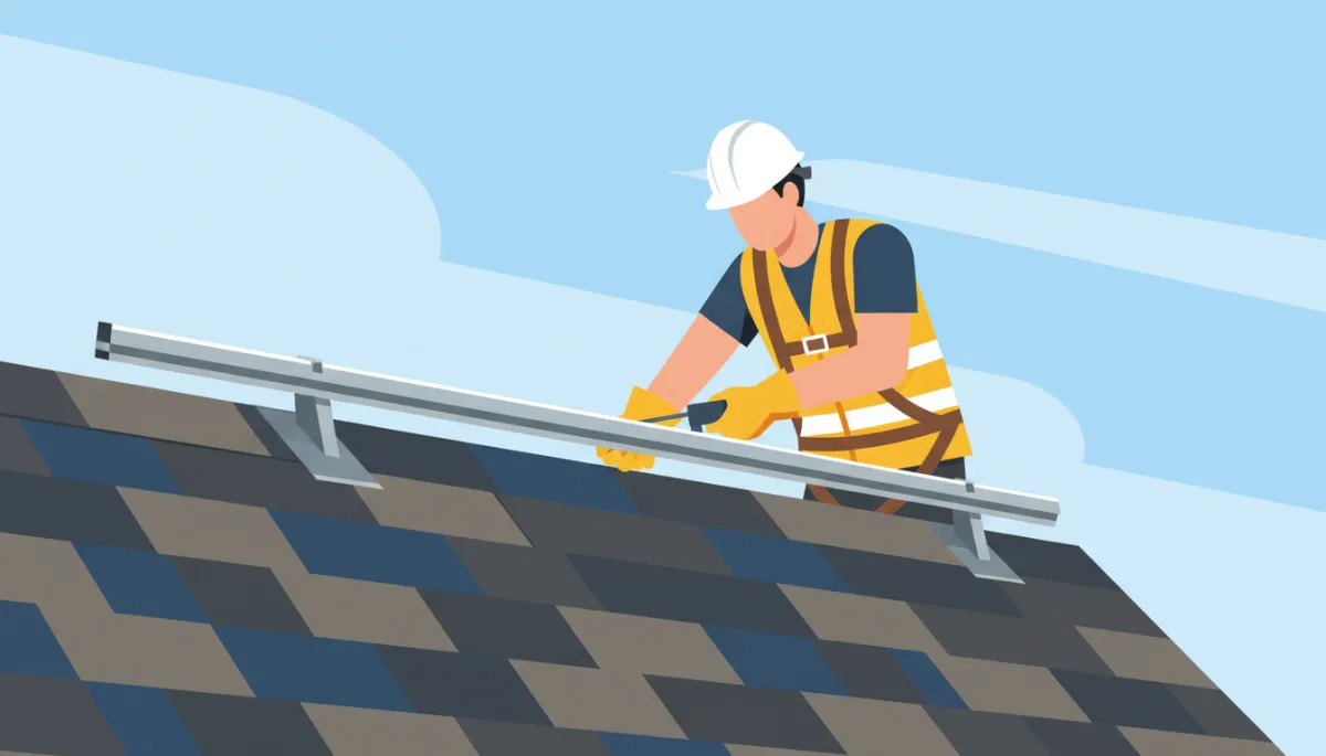 Technician reinstalling solar mounting hardware on a new roof